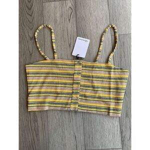 Olivaceous Cropped Tank Top Size Medium Yellow Stripe Ribbed 90's Y2K‎ Vibes NWT